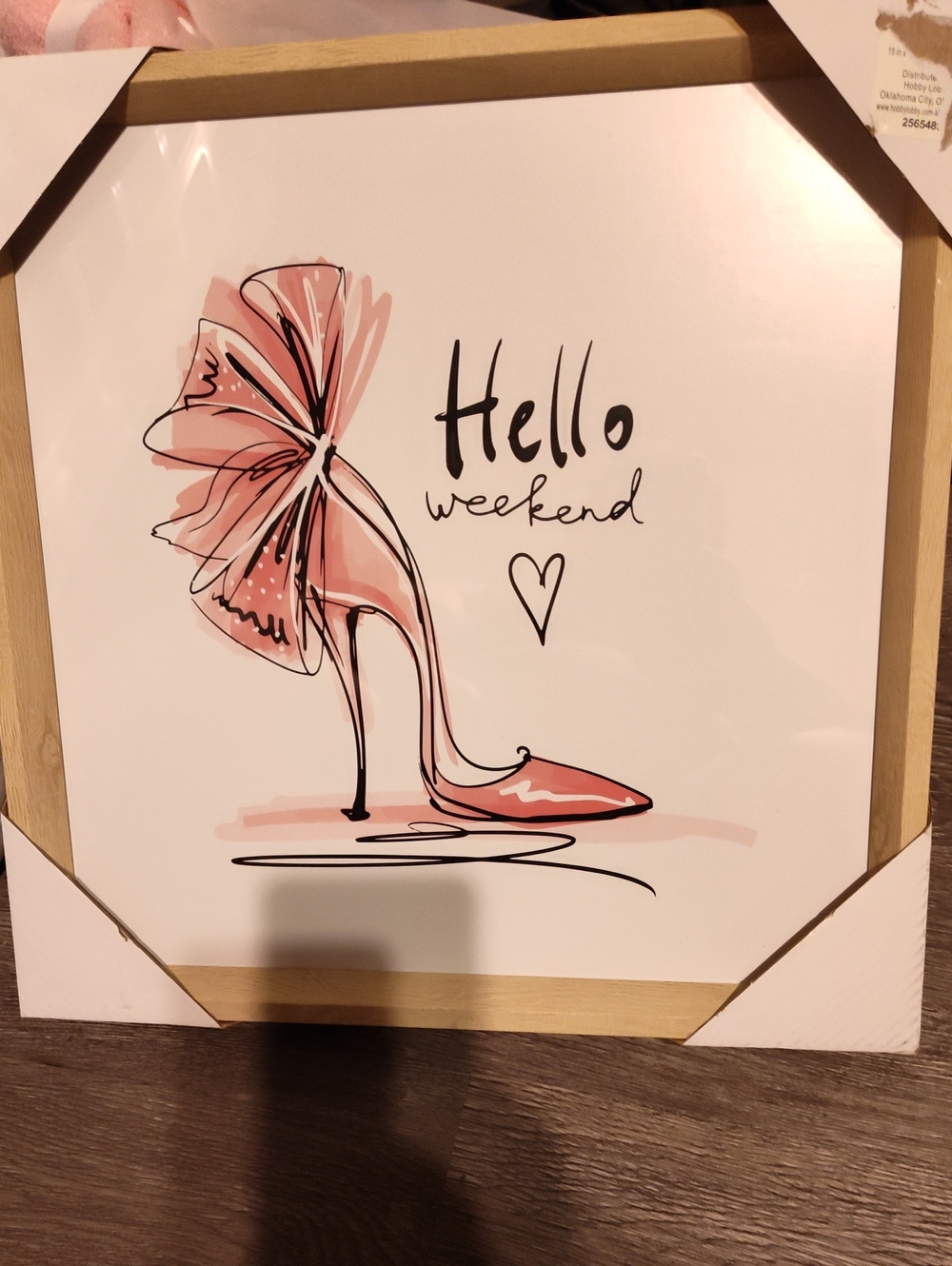Hello Weekend Pink High Heel Wall Art Print